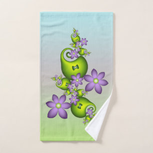 Bloemrijke Fantasie Sering Bloemen Groene Vormen F Handdoek