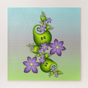 Bloemrijke Fantasie Sering Bloemen Groene Vormen F Legpuzzel