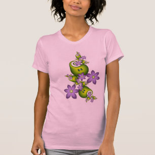Bloemrijke Fantasie Sering Bloemen Groene Vormen F T-shirt