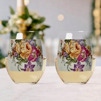 Bloemrijke Fantasie Wijnglas Zonder Voet