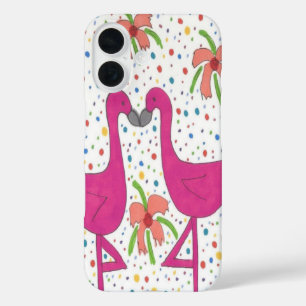 Bloemrijke Flamingo Feest iPhone 16 Hoesje