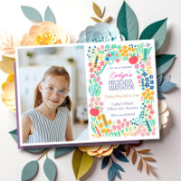 Bloemrijke Foto Uitnodiging voor de Kleuterschool
