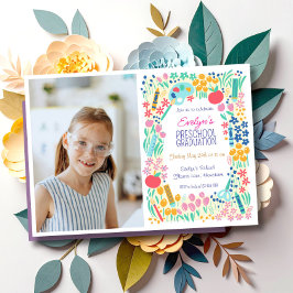Bloemrijke Foto Uitnodiging voor de Kleuterschool 