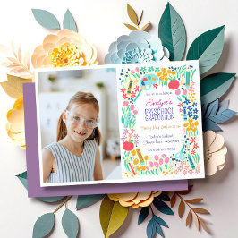 Bloemrijke Foto Uitnodiging voor de Kleuterschool 