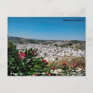 Bloemrijke foto van het dorp Afantou, Rhodos, Grie Briefkaart