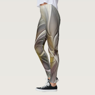 Bloemrijke Fractal, Fantasie Bloem met Aardetinten Leggings