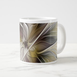 Bloemrijke fractal, fantasiebloem met aardetinten extra grote beker