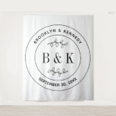 Bloemrijke Fun Monogram Trouw Koppel Naam Wandkleed (Voorkant)