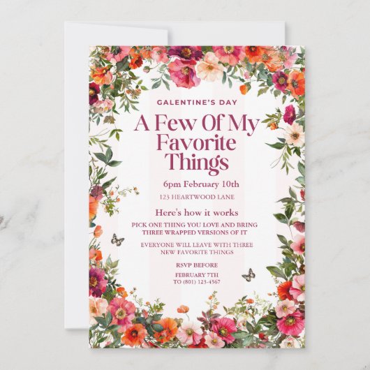 Bloemrijke Galentine Valentijns Uitnodiging (Voorkant)