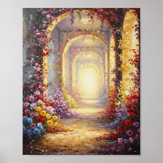 Bloemrijke Gang met Boog | Impressionistische Olie Poster