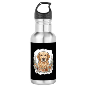 Bloemrijke Golden Retriever Sublimatie Waterfles