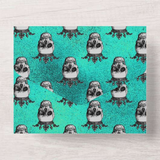 Bloemrijke gotische all-in-één uitnodiging (Achterkant)