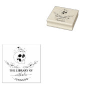 Bloemrijke Gotische Schedel Elegant Aangepaste Bib Rubberstempel (Gestempeld)