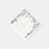 Bloemrijke groene doop of kerstfeest decoratie servet (Hoek)