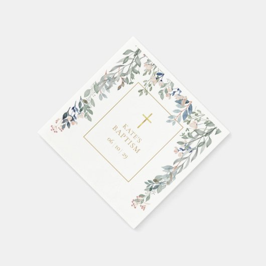 Bloemrijke groene doop of kerstfeest decoratie servet (Hoek)