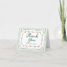 Bloemrijke groene strepen bedankkaartjes