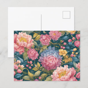 Bloemrijke heldere kleurrijke bloemen briefkaart