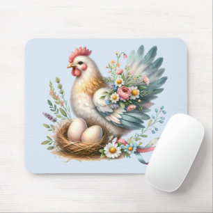 Bloemrijke Hen met Eieren Vintage Boerderij Charme Muismat