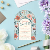 Bloemrijke herfst sweet sixteen uitnodiging transp acryl uitnodigingen (Insitu (Huwelijk))