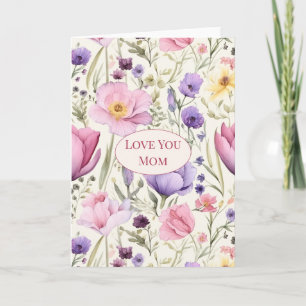 Bloemrijke “Ik hou van jou mama” Kaart