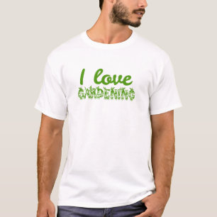 Bloemrijke "Ik hou van tuinieren" typografie T-shirt