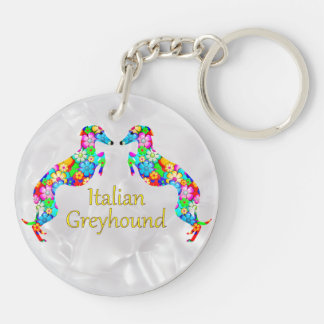 Bloemrijke Italiaanse Windhonden Sleutelhanger