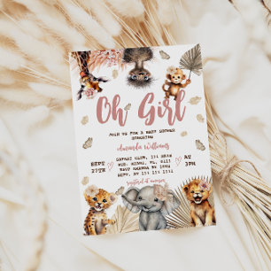 Bloemrijke Jungle Safari Meisje Baby Shower Kaart