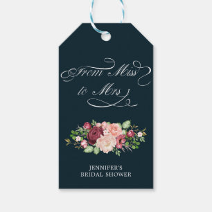 bloemrijke kalligrafie van juffrouw naar mevrouw b cadeaulabel