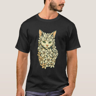 Bloemrijke Kat Lelie Bloemen Botanische Kat kunst, T-shirt