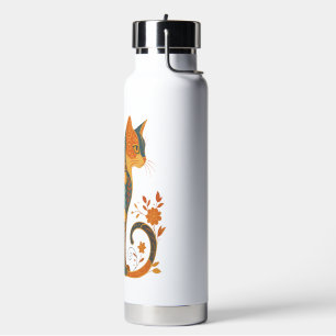 Bloemrijke kat Silhouet � Kleurrijk Vintage Botani Waterfles