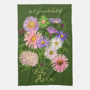Bloemrijke keukendoek voor een oma voor de eerste theedoek