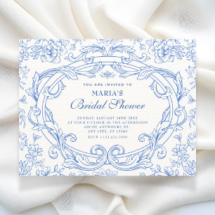 Bloemrijke klassieke vintage baby shower kaart