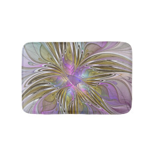Bloemrijke Kleurrijke Abstracte Fractal Met Roze & Badmat