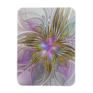 Bloemrijke Kleurrijke Abstracte Fractal Met Roze & Magneet