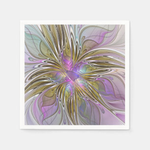 Bloemrijke Kleurrijke Abstracte Fractal Met Roze & Servet