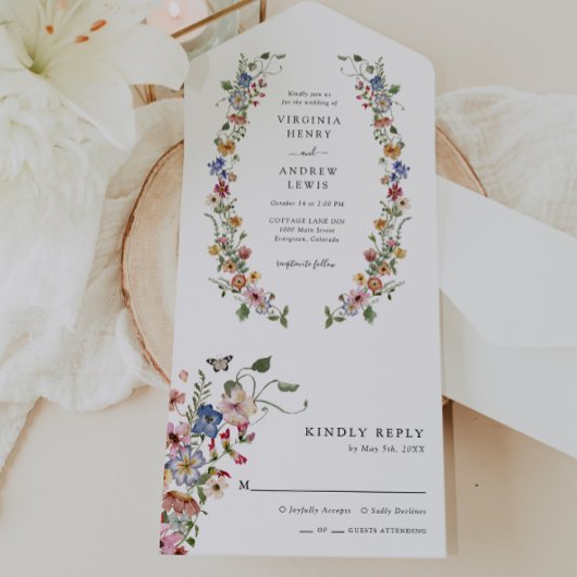 Bloemrijke Kleurrijke All-in-One Uitnodiging