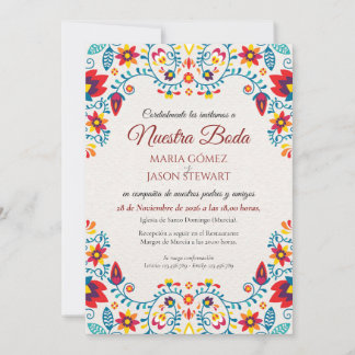 Bloemrijke Kleurrijke Elegante Boda Spaanse Trouw Kaart