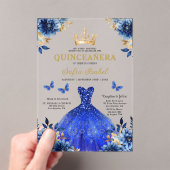 Bloemrijke Koningsblauwe Vlinder Prinses Quinceane Acryl Uitnodigingen (Insitu (Draagbaar))