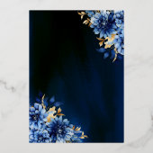 Bloemrijke Koningsblauwe Vlinder Prinses Quinceane Folie Uitnodiging (Achterkant)