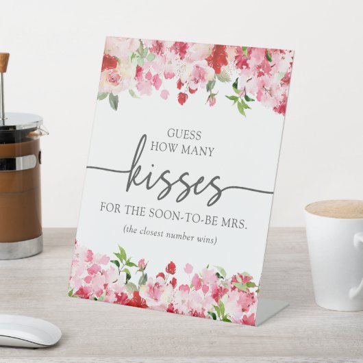 Bloemrijke Kusjes Bruids Teken Reclamebord Met Voetstuk (Insitu)