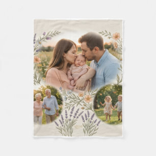 Bloemrijke lavendelaccenten Familie Fotocollage Fl Fleece Deken