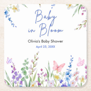 Bloemrijke Lente Baby in Bloom Baby Shower Vierkante Kartonnen Onderzetter