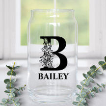 Bloemrijke Letter B Monogram en Gepersonaliseerde 