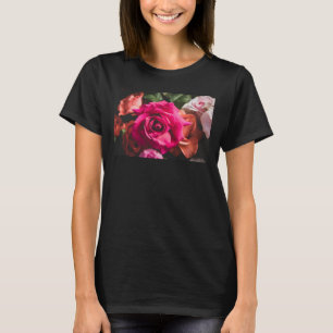 Bloemrijke Levendige Roze Roos Bloem Fotografie T-shirt