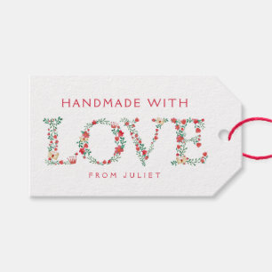Bloemrijke LIEFDE Brieven Handgemaakt met Liefde Cadeaulabel