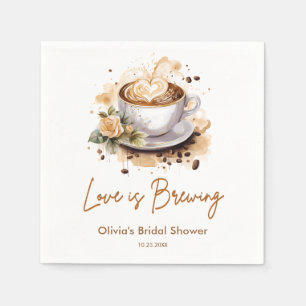 Bloemrijke Liefde Bruist Bruine Koffie Bruidsuitno Servet