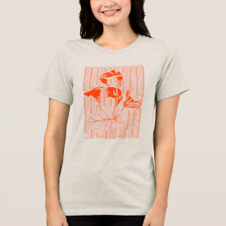 Bloemrijke lijnkunst minimalistisch met oranje pla Tri-Blend shirt