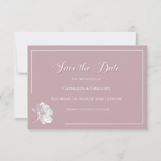 Bloemrijke Lijnkunst Stof Roze Witte Bruiloft Save The Date