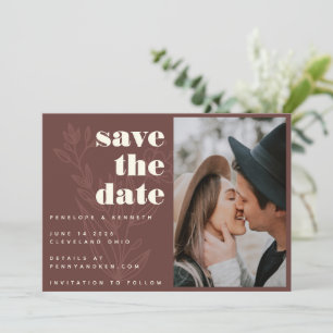 Bloemrijke Lijnkunst Warme Rustieke Trouwfoto Save The Date