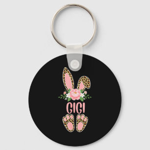 Bloemrijke luipaard gigi konijn happy pasen lente sleutelhanger